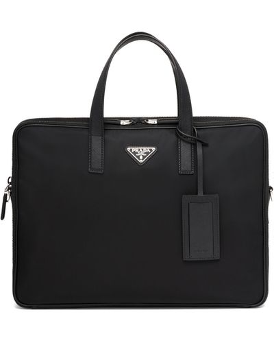 Prada Re-Nylon And Saffiano Leather Briefcase - Black