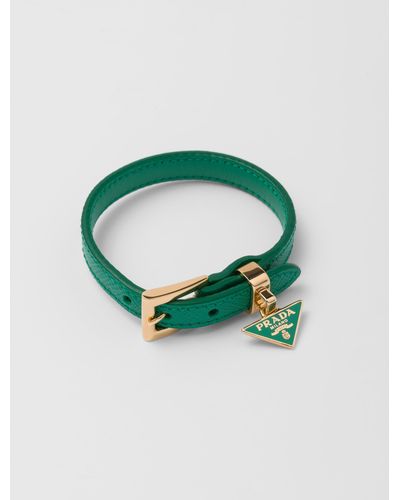 Prada Bracelet En Cuir Saffiano - Vert