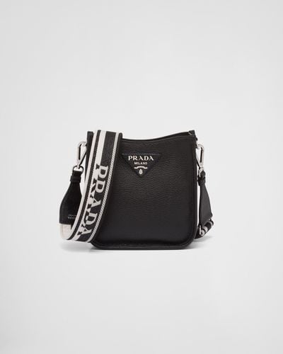 Prada Logo-embellished Leather Cross-body Bag - Black
