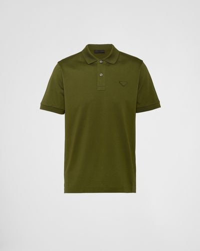 Prada Poloshirt Aus Piqué - Grün