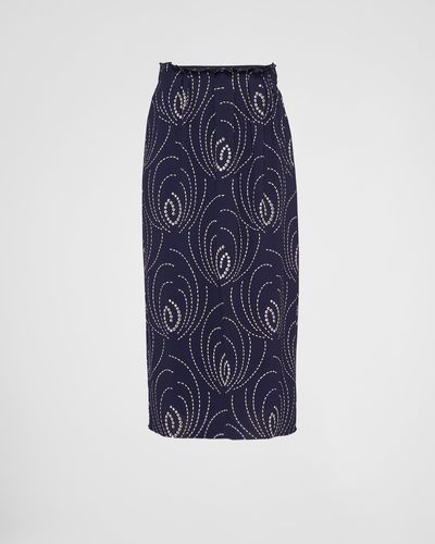 Prada Printed Sablé Skirt - Blue