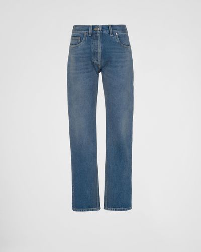 Prada Pantaloni Cinque Tasche In Denim Organico - Blu