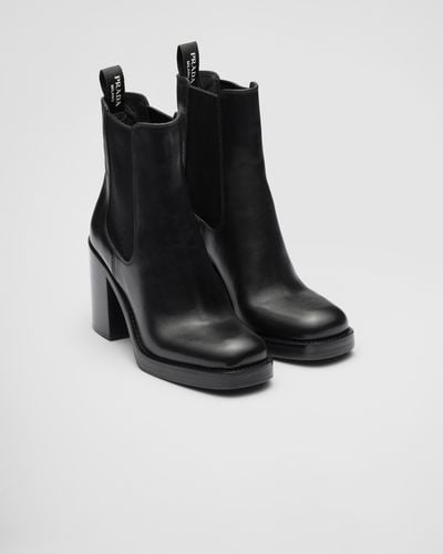 Prada Leather Heeled Boots 90 - Black