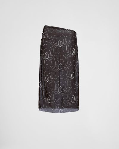 Prada Printed Georgette Skirt - Black