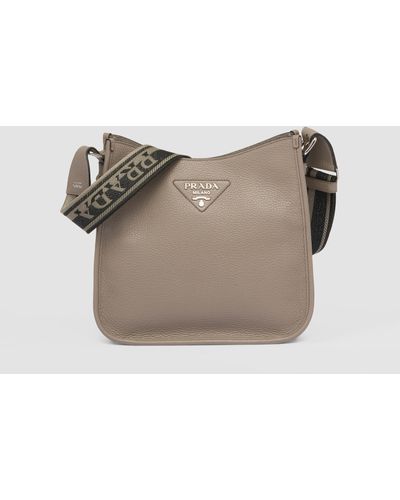 Prada Leather Hobo Bag - Gray