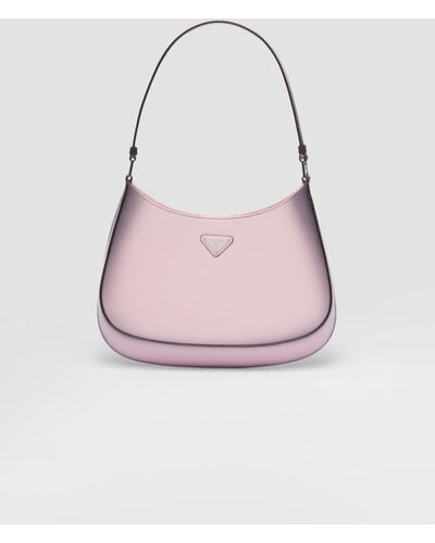 Prada Cleo Brushed Leather Shoulder Bag - Pink