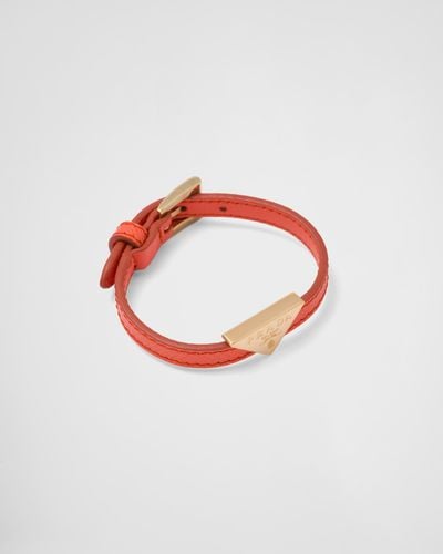 Prada Bracelet En Cuir Saffiano - Rouge
