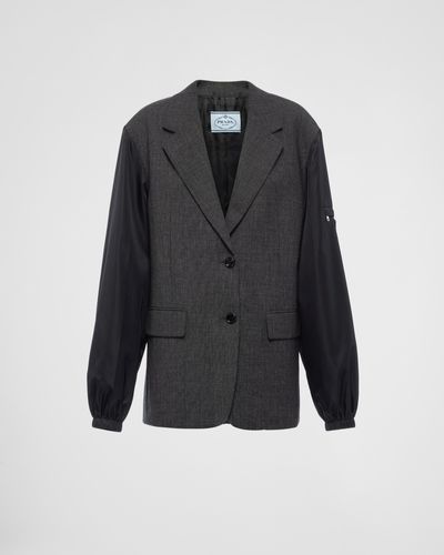 Prada Single-breasted Wool And Re-nylon Jacket - Black