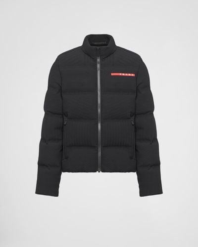 Prada Cropped Technical Knit Puffer Jacket - Black
