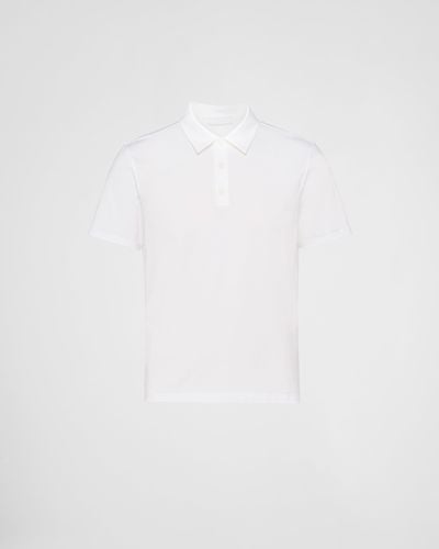 Prada Poloshirt Aus Stretch-baumwolle - Weiß