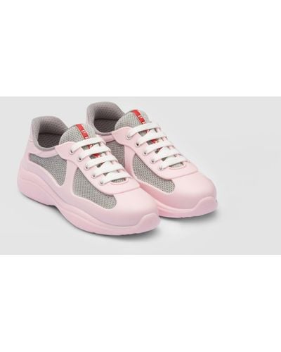 Prada America'S Cup Soft Rubber And Bike Fabric Trainers - Pink