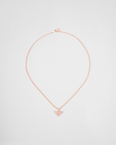 Prada Eternal Gold Pendant Necklace In Pink Gold - White