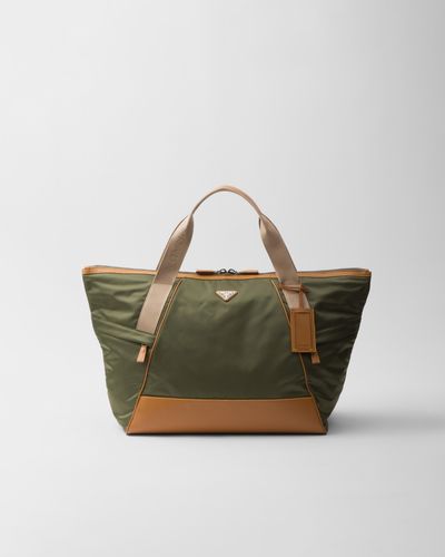 Prada Re-Nylon And Leather Duffel Bag - Green