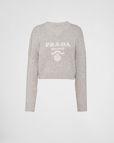 Prada Wool And Cashmere Crew-Neck Sweater - White