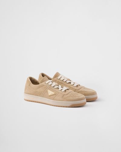 Prada Downtown Delavé Suede Trainers - White
