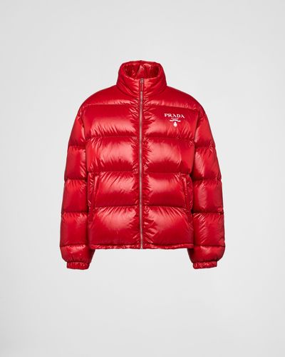 Prada Cropped Re-Nylon Down Jacket - Red