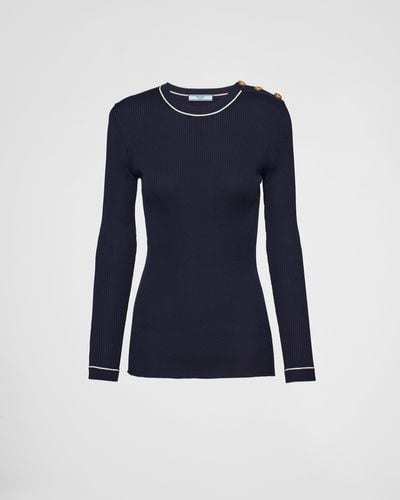 Prada Silk Crew-neck Sweater - Blue