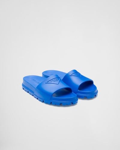 Prada Rubber Slides - Blue