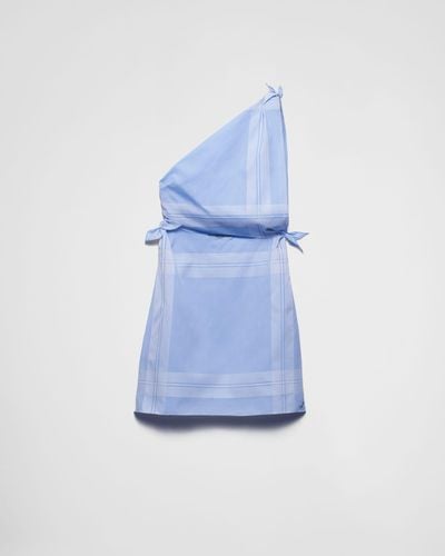 Prada Checked Cotton Mini-Dress - Blue