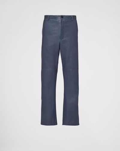 Prada Nappa Leather Pants - Blue