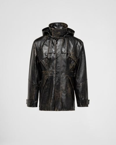 Prada Leather Caban Jacket - Black