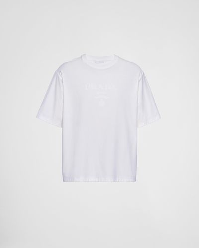 Prada T-Shirt Aus Technischer Baumwolle - Weiß