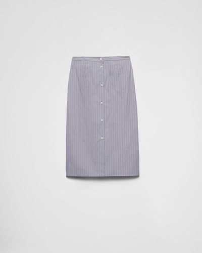 Prada Striped Poplin Skirt - Grey