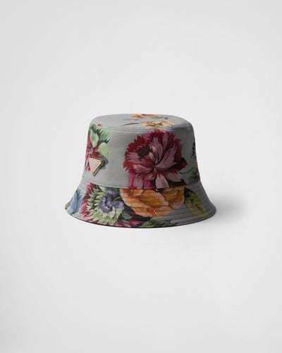 Prada Reversible Printed Cotton Bucket Hat - White