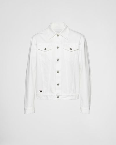 Prada Bull Denim Blouson Jacket - White