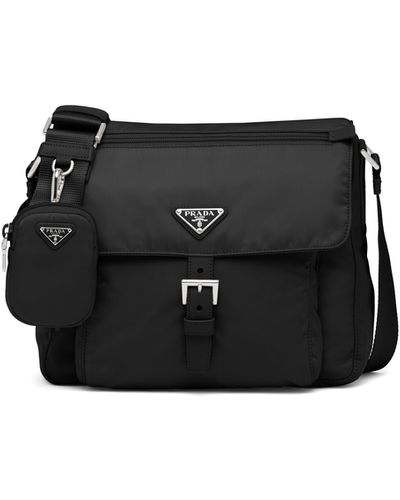 Prada Re-nylon Triangle Logo-plaque Shoulder Bag - Black