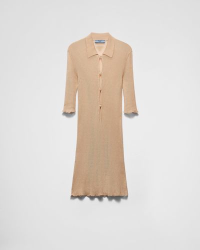 Prada Short Cotton Dress - Natural