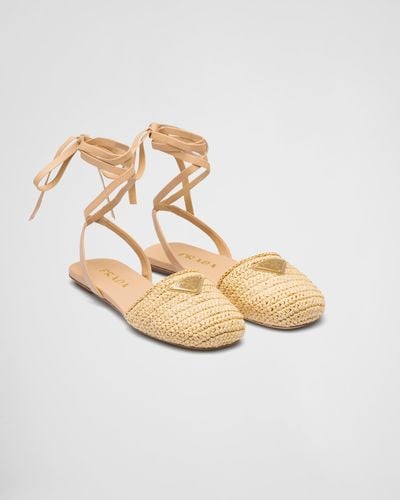 Prada Crochet Flat Sandals - Metallic