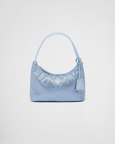 Prada Satin Mini-bag With Crystals - Blue