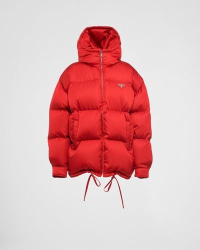 Prada Re-nylon Hooded Padded Jacket, Size: It 36, Red