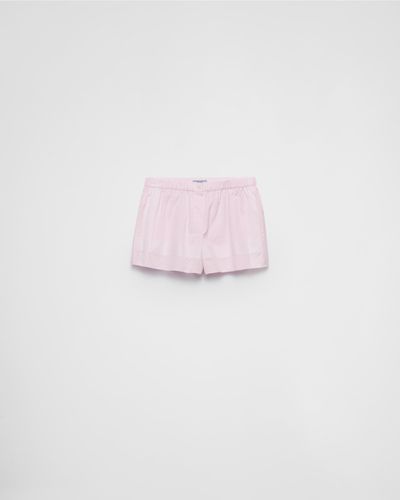 Prada Karierte Shorts Aus Baumwolle - Pink