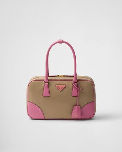 Prada Re-Edition 1978 Medium Re-Nylon And Saffiano Leather Two-Handle Bag - Pink