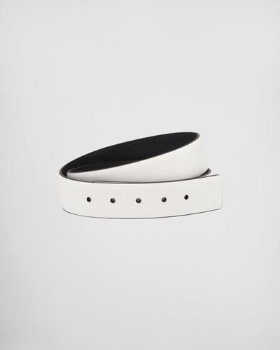 Prada Reversible Saffiano Leather Belt Strap - White