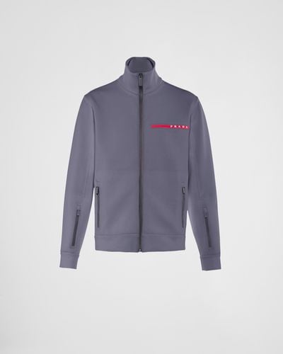 Prada Recycled Double Jersey Zip-Up Sweatshirt - Gray