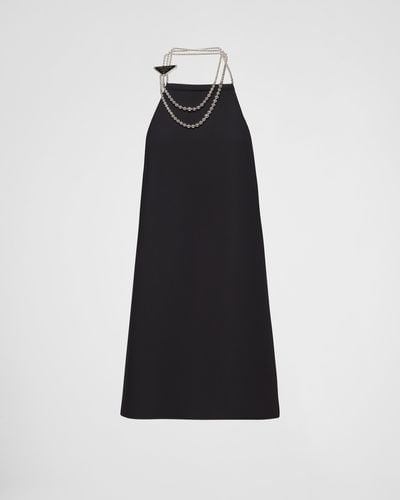 Prada Cady Mini Dress With Necklace - Black