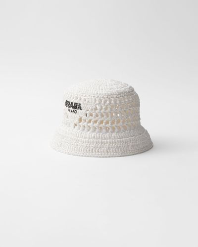 Prada Crochet Bucket Hat - White