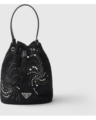 Prada Re-Nylon Embroidered Mini-Bag - Black