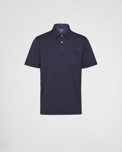 Prada Short-sleeved Cotton Polo Shirt - Blue