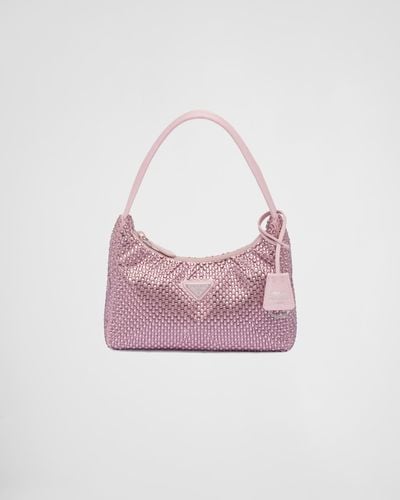 Prada Satin Mini-Bag With Crystals - Pink
