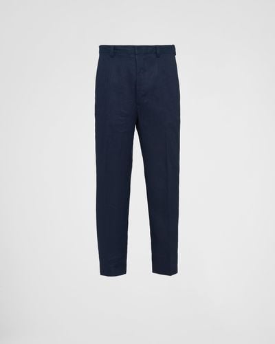 Prada Linen Trousers - Blue