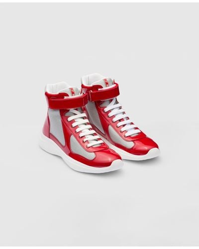 Prada America's Cup High-top Patent Leather Sneakers - Red