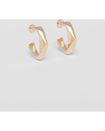 Prada Petites Boucles D'oreilles Eternal Gold En Or Jaune - Blanc