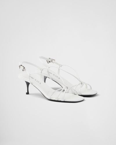 Prada Heeled Leather Sandals - White