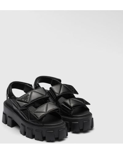 Prada Monolith Nappa Leather Sandals - Black