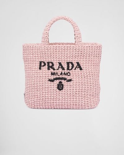 Prada Small Crochet Tote Bag - Pink