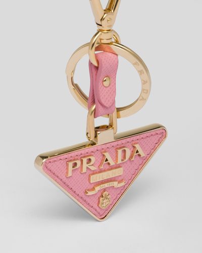 Prada Schlüsselanhänger Aus Saffiano Leder - Pink